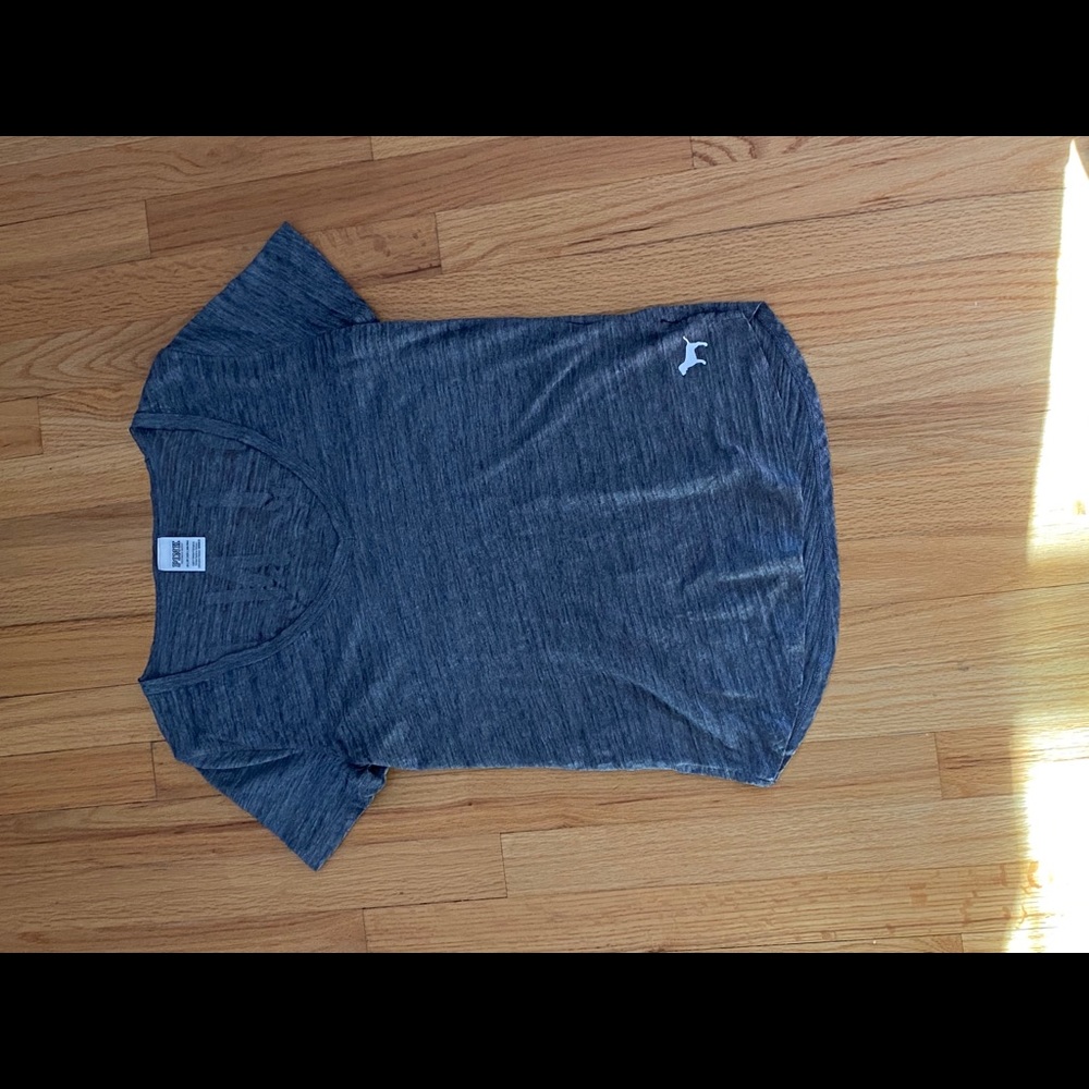 Victoria’s Secret PINK Grey V-Neck Logo Tee